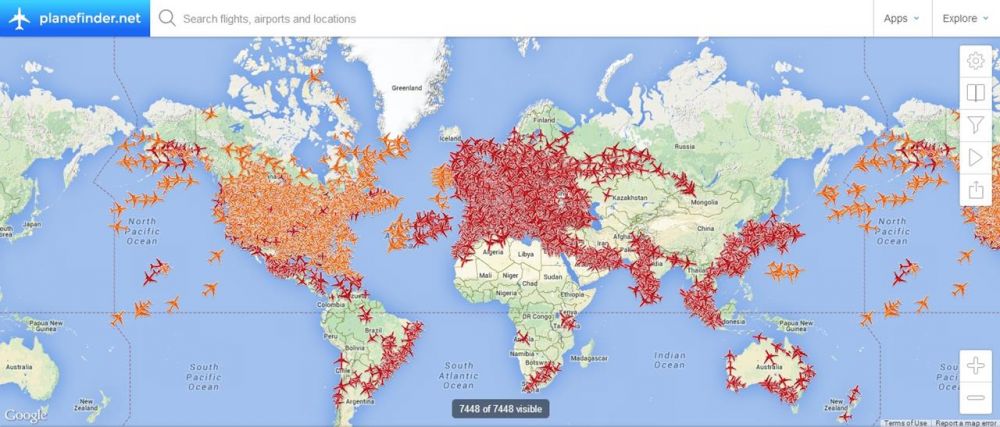 Aircraft Tracking in real time by PlaneFinder