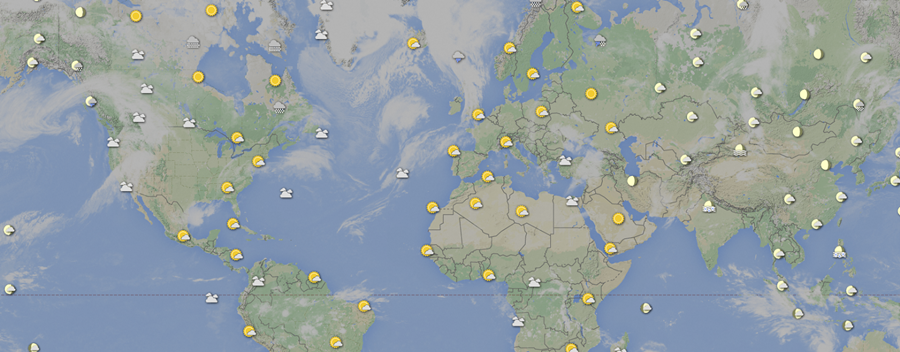 Weather data plotted on a digital map for real time flight tracking