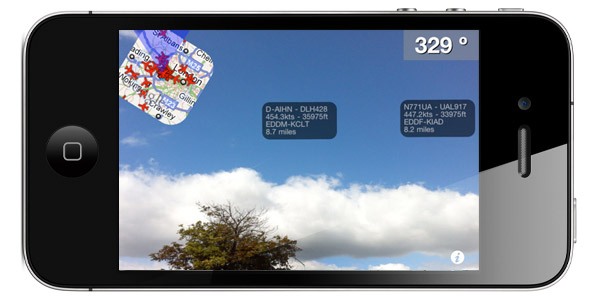 Augmented reality of FlightRadar 24 PRO for iPhone and iPad devices