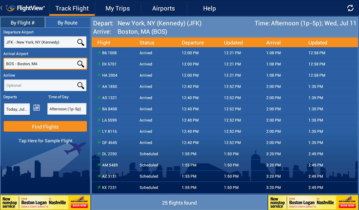 Track Flight through iPad-FlightView