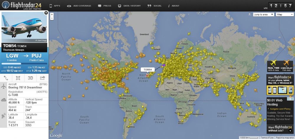 Flight tracker worldwide